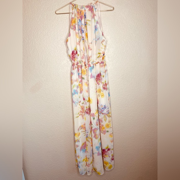 Zara Creampink long floral dress. Small 3204/168 EUC OUNK BEIGE - Picture 12 of 13
